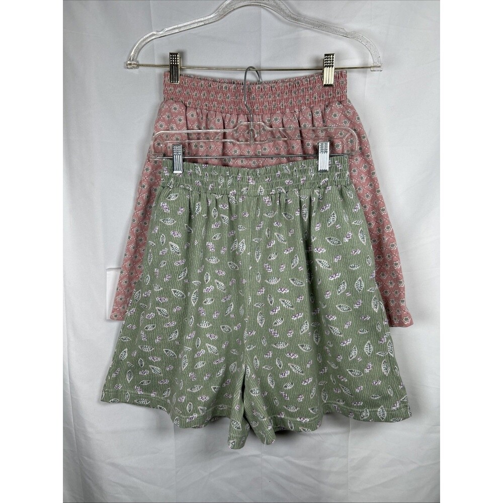 Vintage Shenanigans 2 Boxer Style Pull On Shorts Large High Rise Pink Green